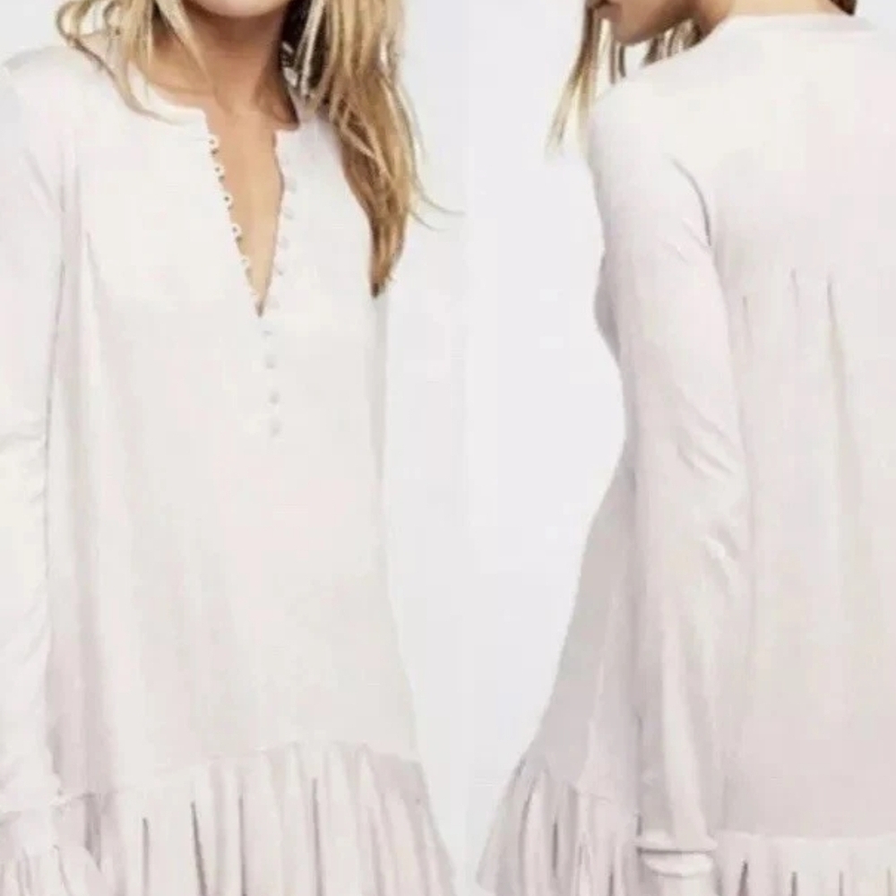 Free People Cream Button-Down Top